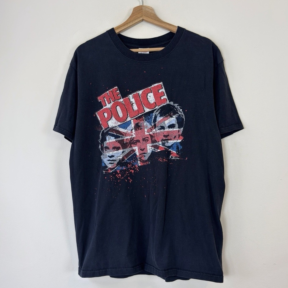 Vintage Y2k The Police World Tour 2007 Rock Band Black Tee Shirt - Large